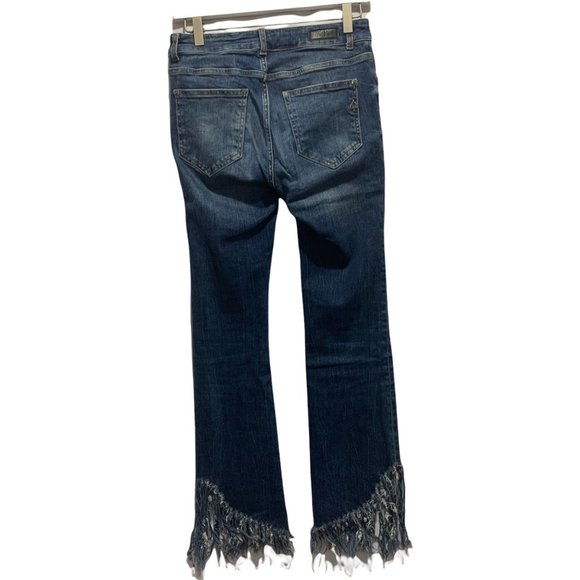Maryley Stretch Crop Fray Hem Jeans Hippie Grunge Size US 28 - Picture 2 of 11